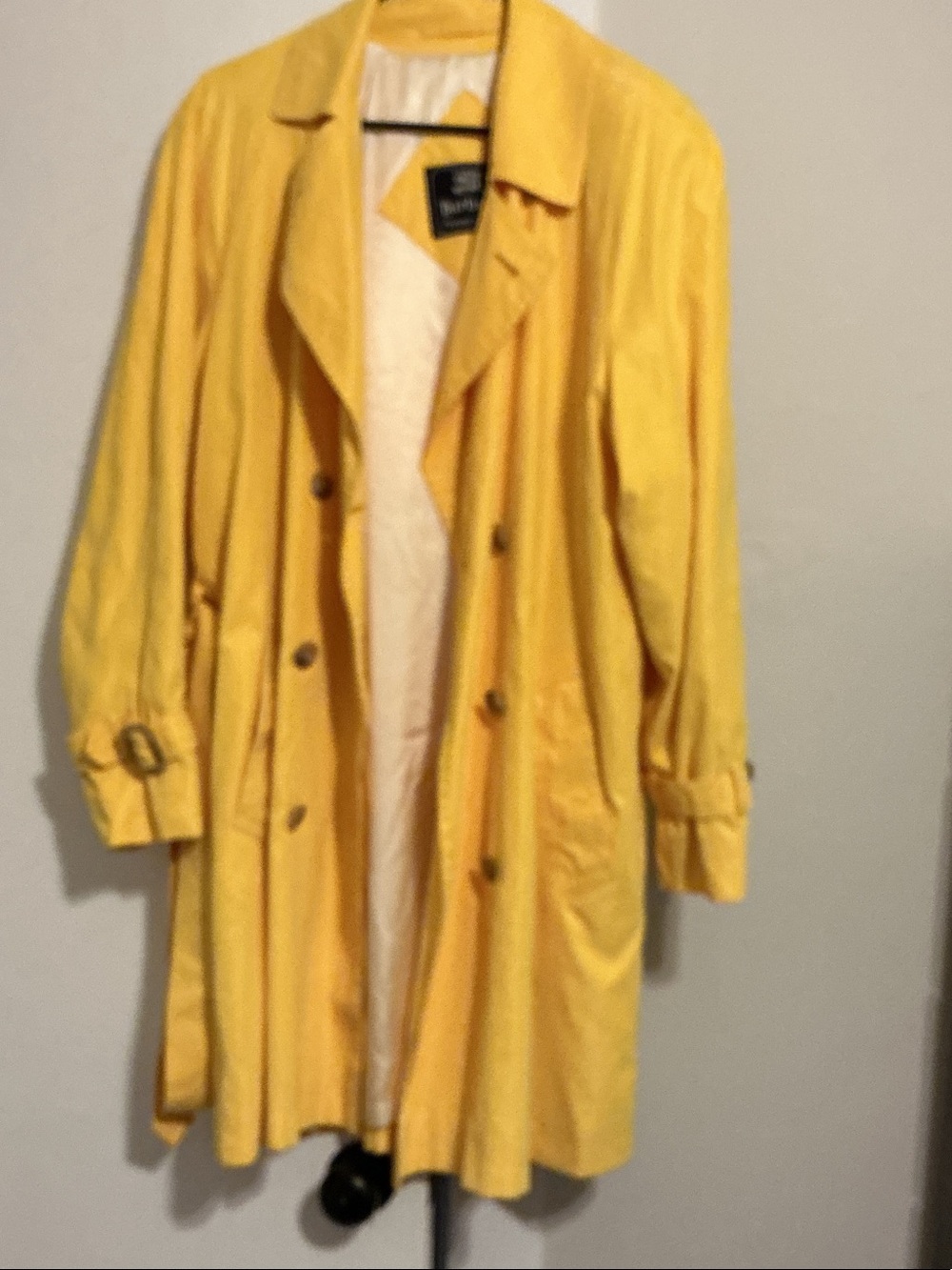 Burberry Yellow Double-Breasted Trench Coat with Belted Cuffs